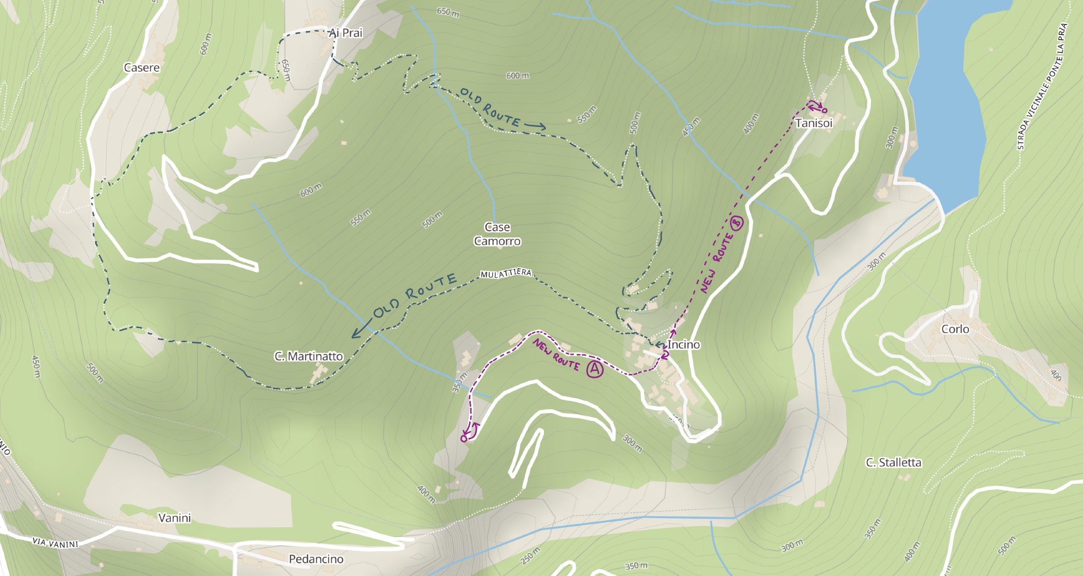Diagram of the routes of rogation processions
